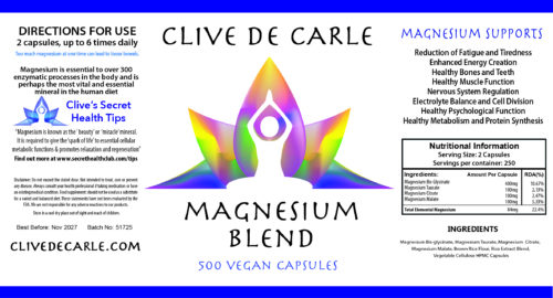 Magnesium Blend - The Most Important Mineral - Mag. Blend - 500 capsules