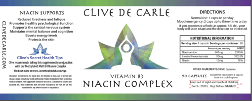 Vitamin B Niacin Complex - 90 Capsules - Image 2
